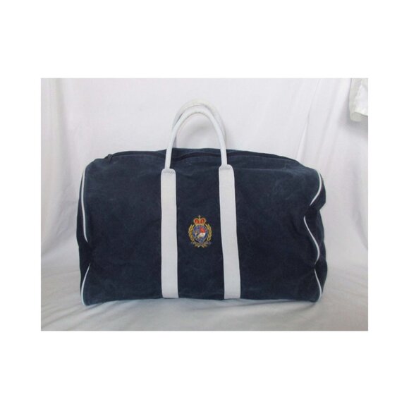 Vintage 90's Polo Ralph Lauren Crest Logo Navy Large Canvas Duffle Bag
